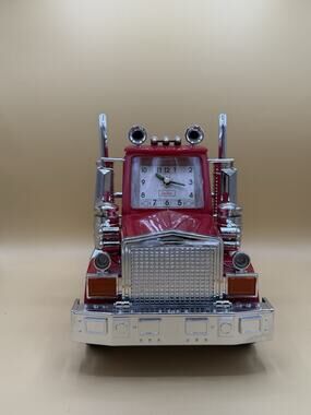 Vintage Semi "Truck Big Rig" Alarm Clock Red and Chrome American Time 1990's